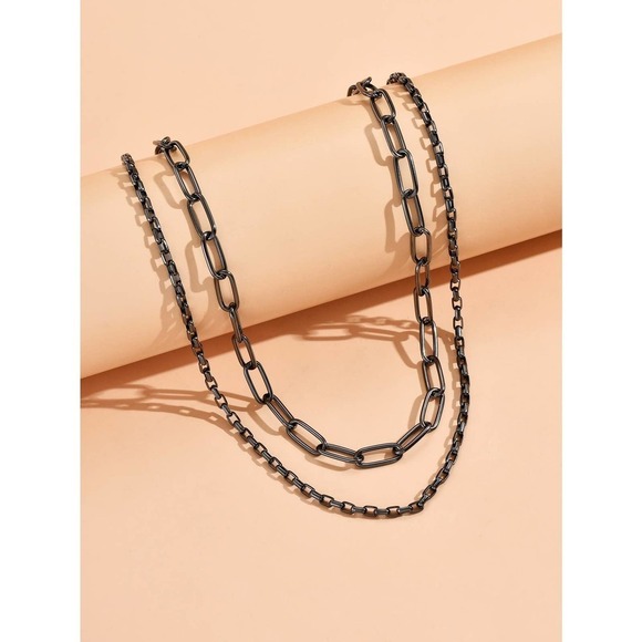 2pcs Minimalist Chain Necklace set gold - Picture 6 of 11